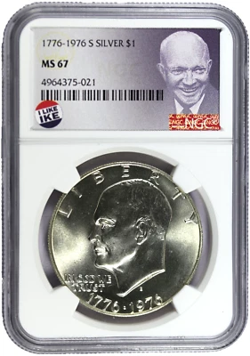 Dólar Eisenhower prata 1776-1976-S NGC MS67 - Imagem 1 de 2