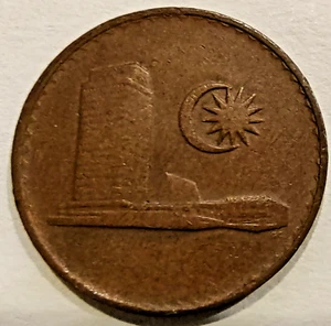 Malaysia 1985, 1 Sen "Parliament House" Copper Clad Steel Coin KM# 1a - Picture 1 of 2