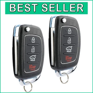 Replacement Key Fob Set - 2 Flip Keys for Hyundai Santa Fe 2013-2015 | 4 Buttons - Picture 1 of 8