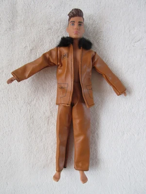 BARBIE KEN DOLL LEATHER OUTFIT : faux brown leather (DOLL NOT INCLUDED) - Image 1 of 4
