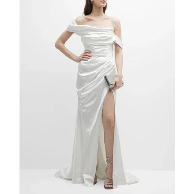 Gigi's Rosario Ruched Off-Shoulder Satin Gown White Underwired Bridal Wedding - Image 1 of 4
