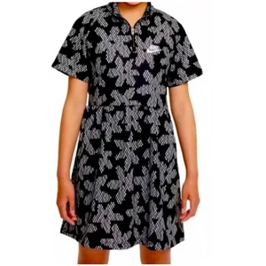Nike Sportswear Girls' XL Black & White Floral Short Sleeve Dress DM8212 Zip - Picture 1 of 11