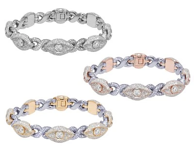 3D EyeSolitaire 50 Pointer 15 9/10 CT Real Diamond Infinity Bracelet 12mm 8" ... - Image 1 of 4