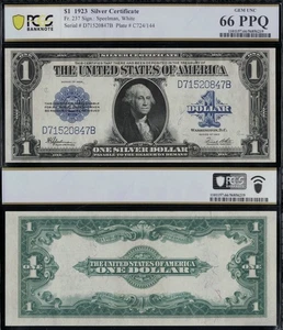 SC 1923 $1 Fr.237 Silver Certificate “Horseblanket” PCGS 66 PPQ - GEM UNC - Picture 1 of 4