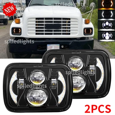 Par de faros LED negros DOT Fit GMC Safari C6500 C7500 C8500 Topkick 5x7"7x6" Foto 1 de 4