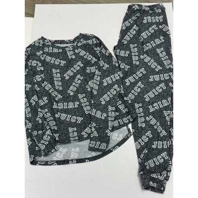 Conjunto de ropa de dormir Juicy Couture pijama top y pantalones estampado por todas partes talla S Foto 1 de 4