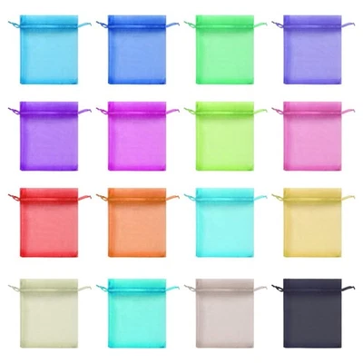 Paquete de 100 bolsas pequeñas de organza de colores surtidos con cierre de cordón - 3,5" x 4... Foto 1 de 4