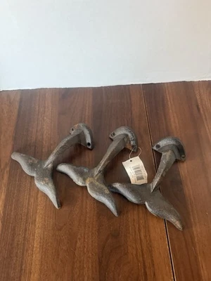 New Cast Iron Whale Fin Hook Towel Coat Hat Rack Nautical Seaside Decor - Image 1 of 4
