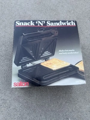 Salton Snack 'N' Sandwich Maker 1994 Model SA4 BLK Panini Crimps and Seals New - Image 1 of 4