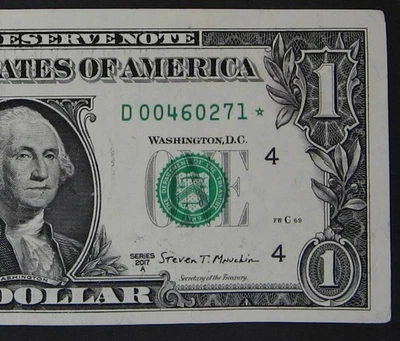 2017A $1 (ONE DOLLAR) - STAR NOTE - "D" - LOW RUN, 500k SHEETS - Image 1 of 3