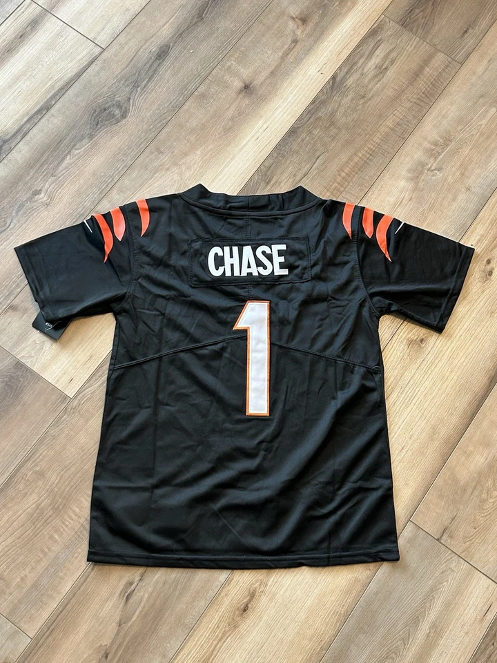 JaMarr Chase #1 Cincinnati Bengal KID Jersey Black YOUTH MEDIUM Stitched Jersey