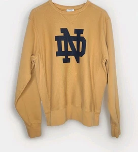 Vintage Champion Reverse Weave Notre Dame Fighting Irish Gold Crewneck Size M - Picture 1 of 5
