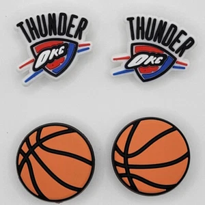 NBA Oklahoma City Thunder Basketball Team For Crocs Shoe Charms - 4 Pieces - Picture 1 of 1