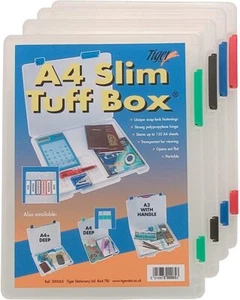 A4 Slim Tuff Box 150 Sheet's Transparent Coloured Snap Lock Flat Opening 45 Pack - Picture 1 of 6
