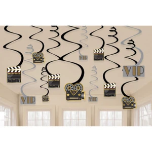 12 Piece Hollywood Movie Night Camera Birthday Hanging Swirl Decorations - Picture 1 of 1