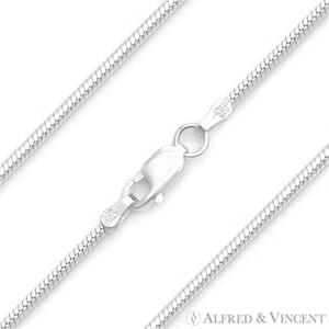 Italy 925 Sterling Silver 1.4mm 8-Sided Snake Link Italian Chain Necklace - Picture 1 of 2
