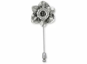 Daffodil Jewelry Sterling Silver Handmade Daffodil Flower Brooch Pin DAF3-STP - Picture 1 of 2