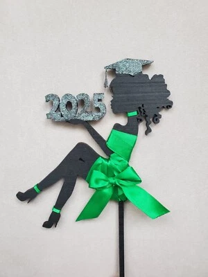 2025 毕业蛋糕装饰,女孩剪影蛋糕装饰,渐变蛋糕口音 — 第 1/4 张图片