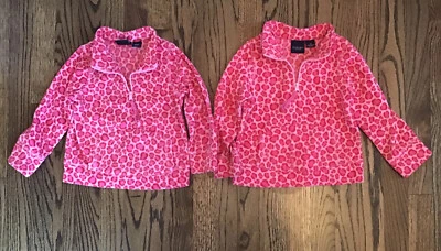 LOTE CONJUNTO HERMANA 2 piezas Talla 3T y 4T JERSEY POLAR A JUEGO Rojo Rosa Leopardo Foto 1 de 4
