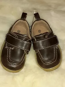 Infant/baby brown hook and loop loafers/dress shoes size 2 - Picture 1 of 4