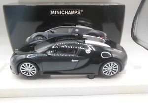 Raro Minichamps 100 110820 2009 Bugatti Veyron en negro y gris metálico 1:18 Sc - Imagen 1 de 13