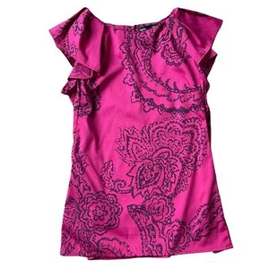 Girls S GAP Kids Fuchsia Purple Floral Mandala Flutter Sleeve Blouse Tunic Top - Picture 1 of 4