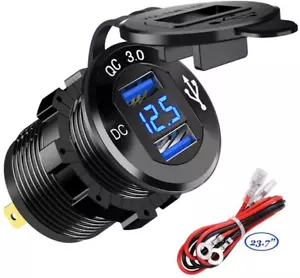Quick Charge 3.0 Auto Ladegerät Steckdose 12V/24V 36W Aluminium Dual QC3.0 (blau) - Bild 1 von 8