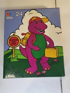 VINTAGE 1993 Milton Bradley BARNEY Purple Dinosaur 24 Piece Puzzle 100% COMPLETE - Picture 1 of 1