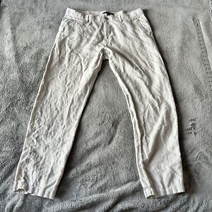 Saks Fifth Avenue Mens Pants 100% Linen Size 34 Beige Cream White