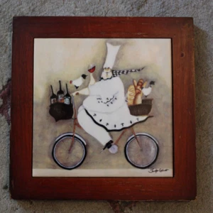 Vintage Jennifer Garant Chef Tiles - Hanging Wall Plaque - Decorative Tile. - Picture 1 of 9