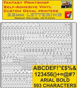RC Adhesivo de Vinilo Ariel Letras Números 22MM Pre Cortar FPRC806 Blanco Brillo - Bild 1 von 5