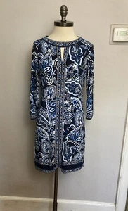 inc international concepts Shift Dress Paisley Blue Black petite medium PM - Picture 1 of 4