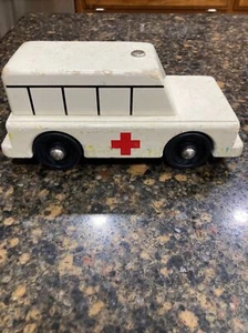 Antik Childcraft Erziehungsstil Schwerlast Holz Krankenwagen Spielzeug Vintage - Bild 1 von 9
