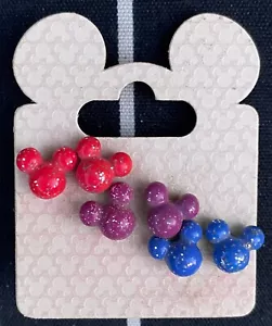 3 Orecchini Posta Palloncino Testa ROSA VIOLA BLU Topolino Disneyland Souvenir Disney - Foto 1 di 4