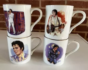 Elvis 50th Anniversary Coffee Mug Set Of 4 Lot 1985 Nostalgia Collectibles - Picture 1 of 21