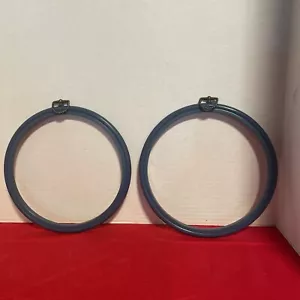 Vintage 2 Embroidery Frame Hoops Slate Blue Rubber Hard Plastic 8" - Estate Find - Picture 1 of 6
