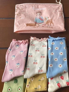 Caramella, Children Girls Fruit Plant Patterned Socks, 6 Pair Set XL - Picture 1 of 4