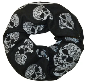 Schlauchschal Loopschal Halstuch Rundschal mit Totenkopf Skull Halloween Schwarz - Bild 1 von 2