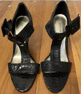 ANN MARINO black faux leather ankle heels shoes 8 m - Picture 1 of 10
