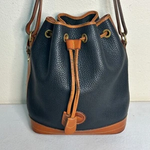 DOONEY & BOURKE Bucket Purse Leather Vintage AWL Black Drawstring 3080 - Picture 1 of 21
