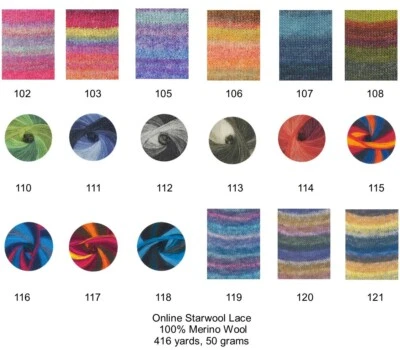 CLEARANCE: Starwool Lace Yarn from OnLine; 14 Colors Available