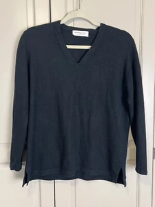 Johnstons 100% Pure Cashmere Black V-Neck Pullover Size L Made In Scotland - Bild 1 von 12
