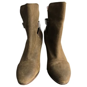 Rag & Bone Kinsey Boots Womens US9 EU39 Mustard Brown Leather Suede 3.5" Heels - Picture 1 of 7