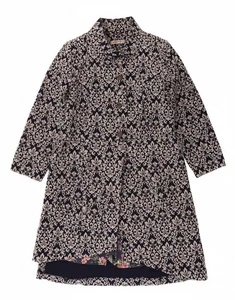 JOE BROWNS Womens Overcoat UK 24 4XL Navy Blue Paisley Polyester CI10 - Picture 1 of 6