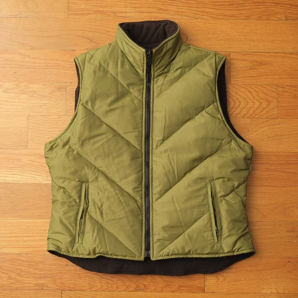 Chaleco acolchado reversible Express para mujer verde negro polar cremallera completa talla S acolchado Foto 1 de 4