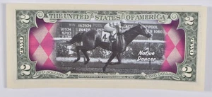2017 $2 Colorized US Note Race Horse - Native Dancer Custom Printed FRN *9730 - Picture 1 of 3