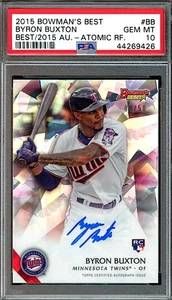 2015 Bowmans Best #BB Byron Buxton Atomic Refractor Auto Rookie #9/50 PSA 10 - Picture 1 of 2