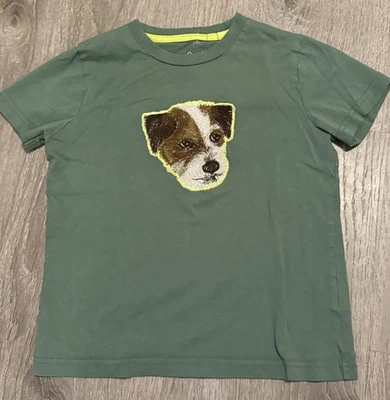 Mini Boden Dog Embroidered Graphic Lime Accent Top Kids Size 5/6y - Image 1 of 4