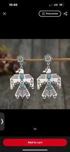 Pendiente Boho Vintage Inspirado en Nativos Americanos Thunderbird Bird, Imitación Turquesa - Imagen 1 de 4