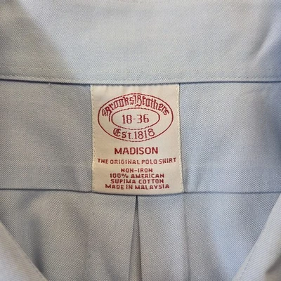 Brooks Brothers MADISON Regular-Fit Non-Iron Plaid Dress Shirt Blue 18-36 - Image 1 of 4